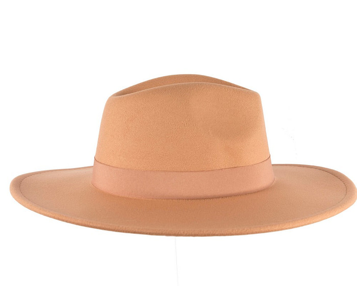 Camel Beige wide brim fedora hat - Hats From OZ