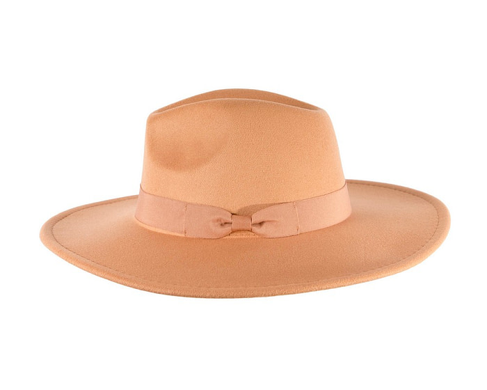 Camel Beige wide brim fedora hat - Hats From OZ