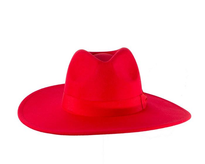 Red wide brim fedora hat - Hats From OZ