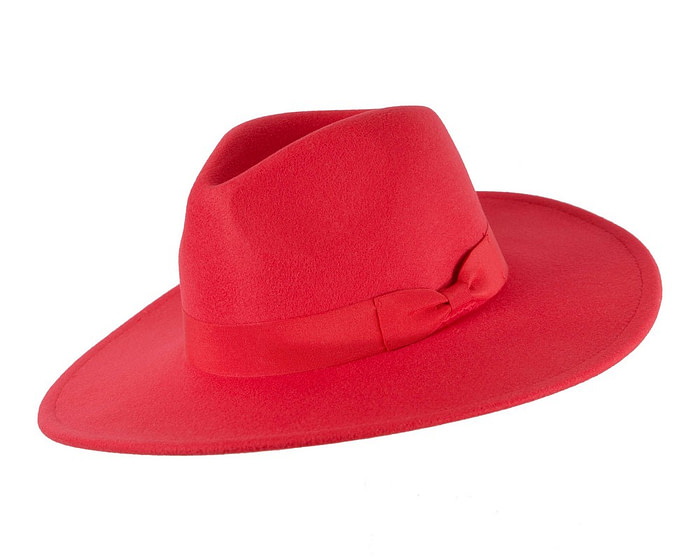 Red wide brim fedora hat - Hats From OZ