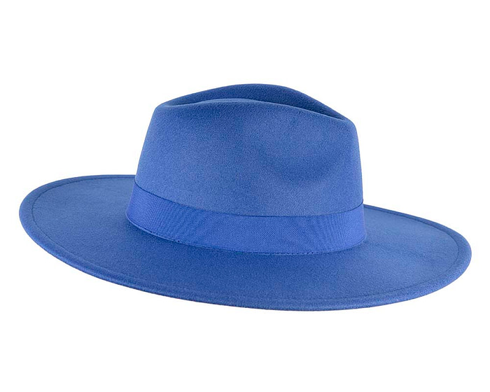 Royal Blue wide brim fedora hat - Hats From OZ