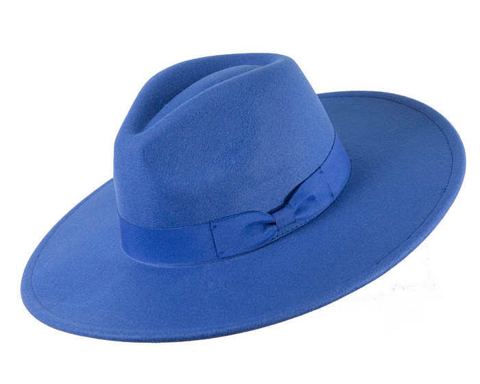 Royal Blue wide brim fedora hat - Hats From OZ