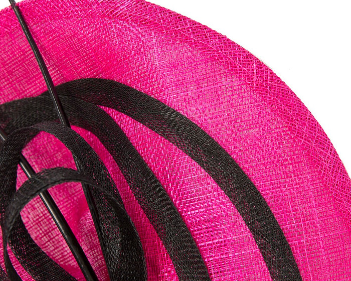 Large fuchsia & black sinamay fascinator by Max Alexander - Image 3