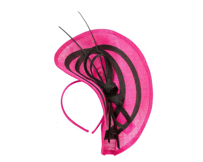 Large fuchsia & black sinamay fascinator by Max Alexander - Image 2