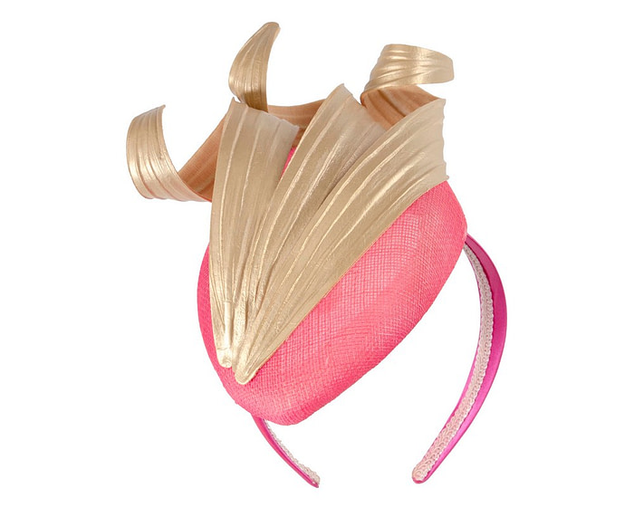 Hot Pink & Gold spring racing fascinator by Fillies Collection - Image 2