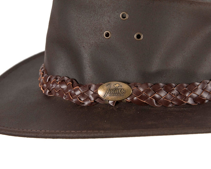 Brown Australian Oiled Leather Bush Outback Jacaru Hat - Image 5