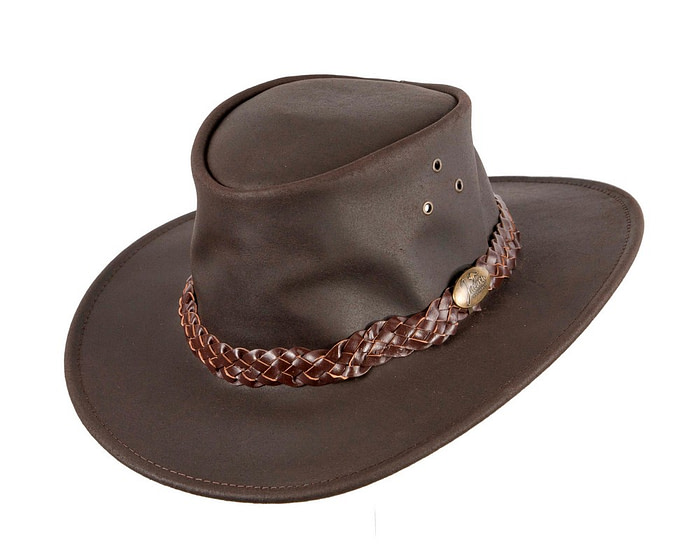 Brown Australian Oiled Leather Bush Outback Jacaru Hat - Image 2