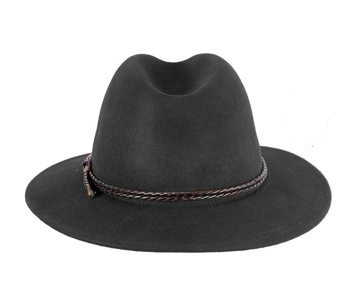 Unisex Black Fedora Felt Wide Brim Crushable Hat - Image 6