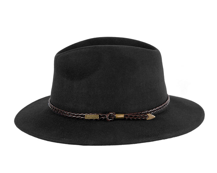 Unisex Black Fedora Felt Wide Brim Crushable Hat - Image 4