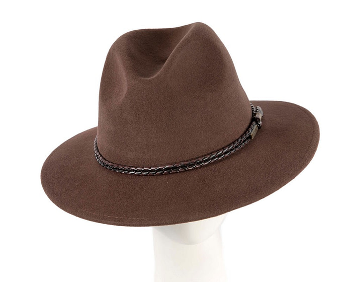 Unisex Brown Fedora Felt Wide Brim Crushable Hat