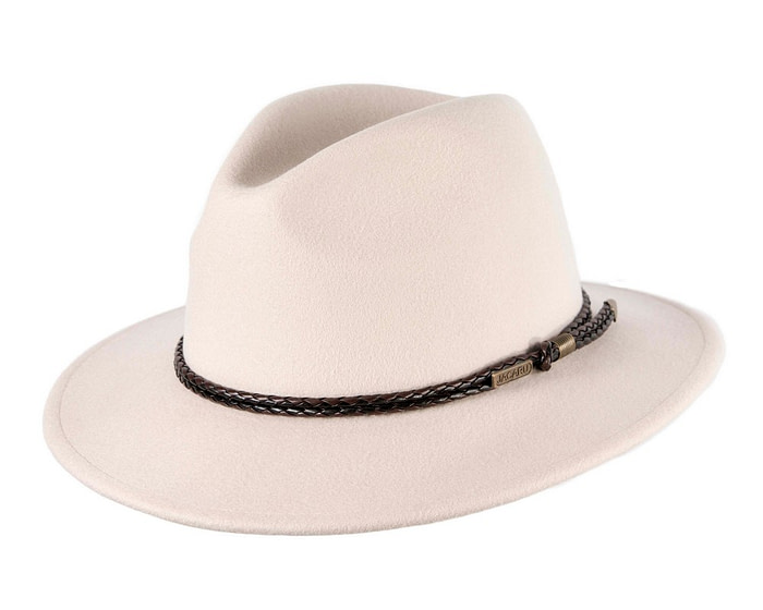 Unisex Cream Fedora Felt Wide Brim Crushable Hat - Image 2