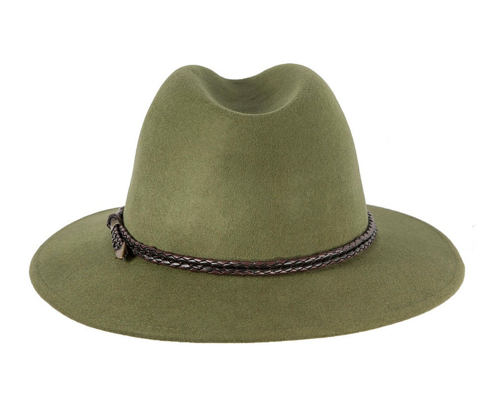 Unisex Green Fedora Felt Wide Brim Crushable Hat - Image 6