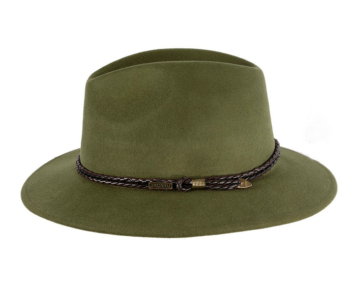 Unisex Green Fedora Felt Wide Brim Crushable Hat - Image 4