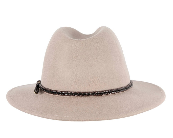 Unisex Grey Fedora Felt Wide Brim Crushable Hat - Image 6