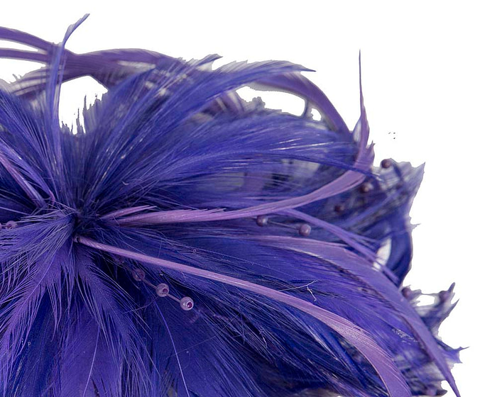 Purple custom made feather fascinator comb - Image 3