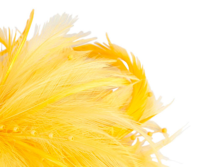 Yellow custom made feather fascinator comb - Image 3