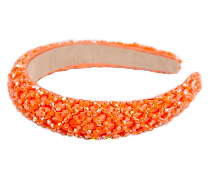 Beaded orange fascinator headband by Cupids Millinery - Image 2