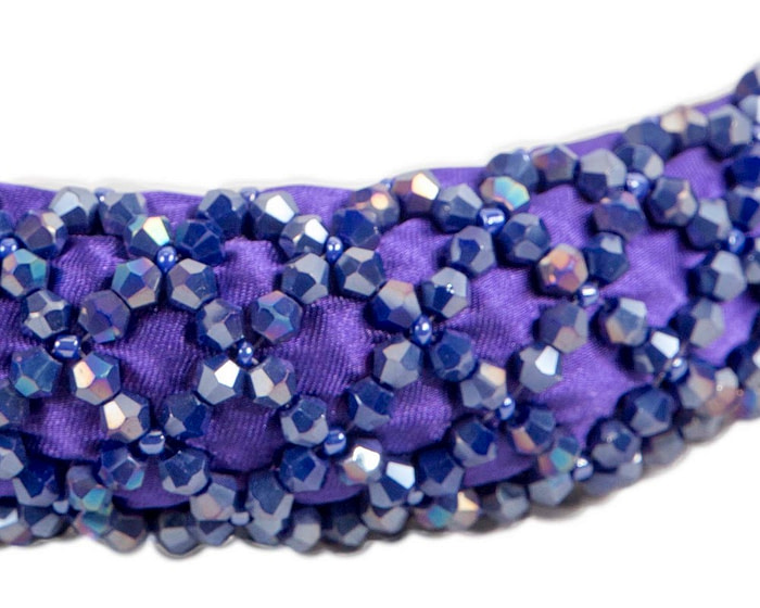 Beaded purple fascinator headband by Cupids Millinery - Image 3