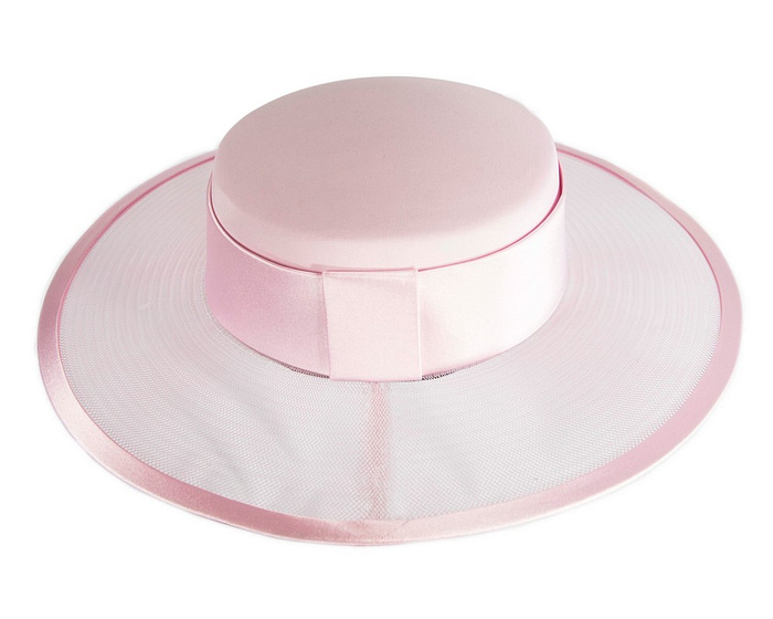 Pink designers boater hat - Image 7