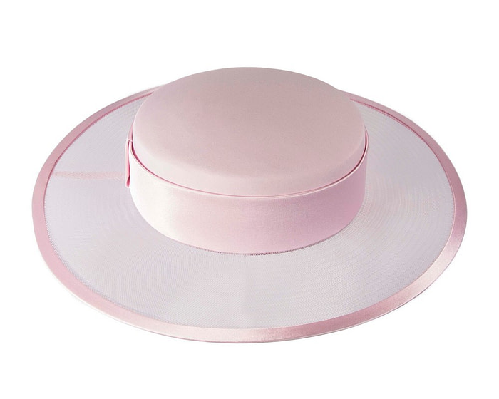 Pink designers boater hat - Image 3