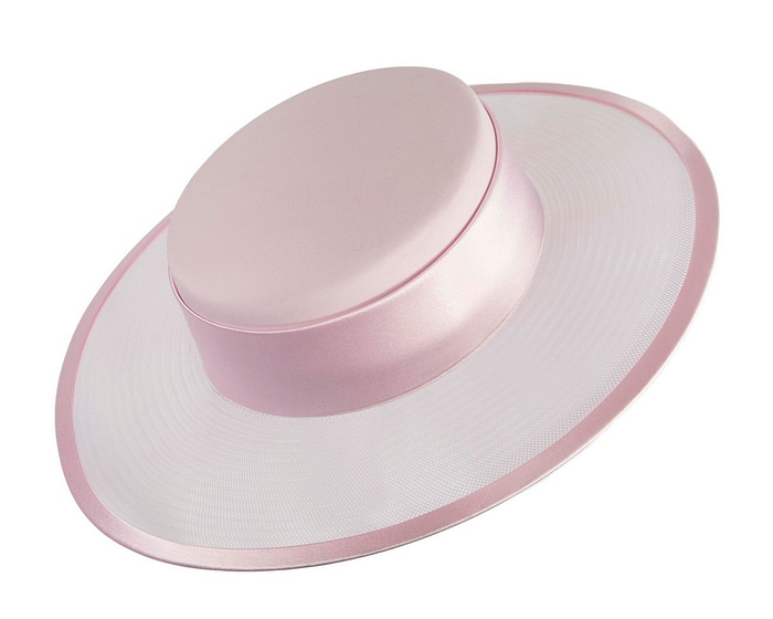 Pink designers boater hat - Image 2