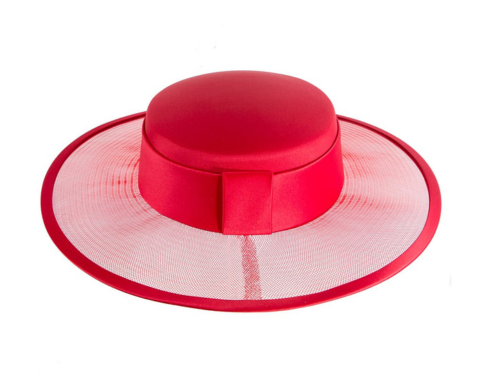 Red designers boater hat - Image 7