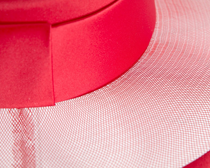 Red designers boater hat - Image 6