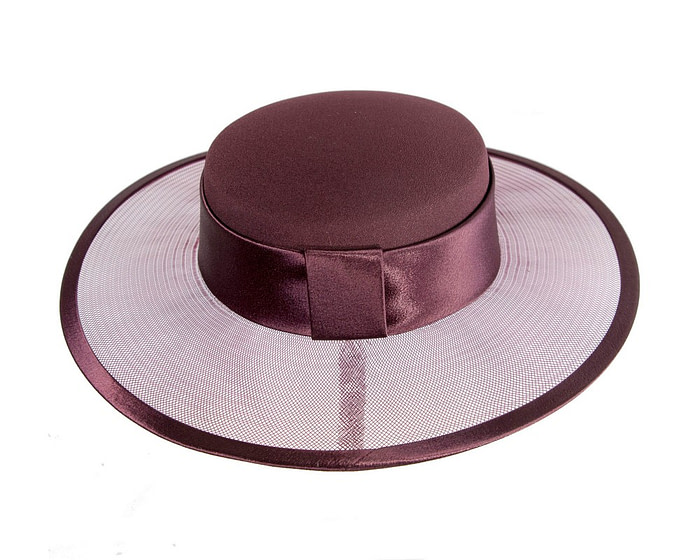 Wine colored designers boater hat - Image 7