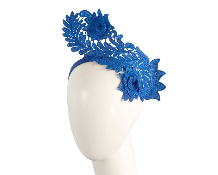 Elegant Royal Blue Lace Fascinator by Max Alexander