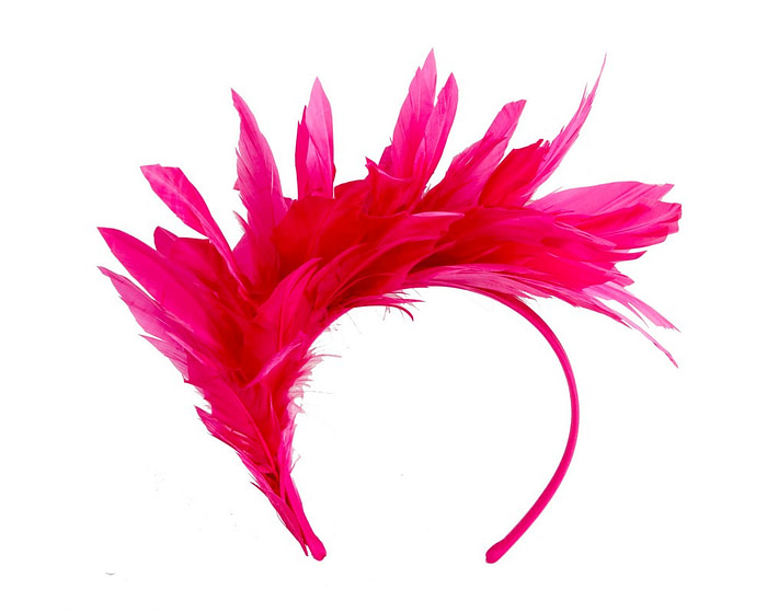 Fuchsia feather fascinator headband by Max Alexander - Image 2