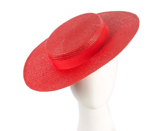 Red boater hat by Max Alexander