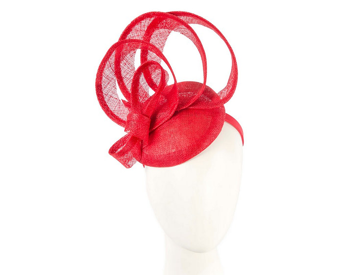 Sculpted red sinamay fascinator by Max Alexander