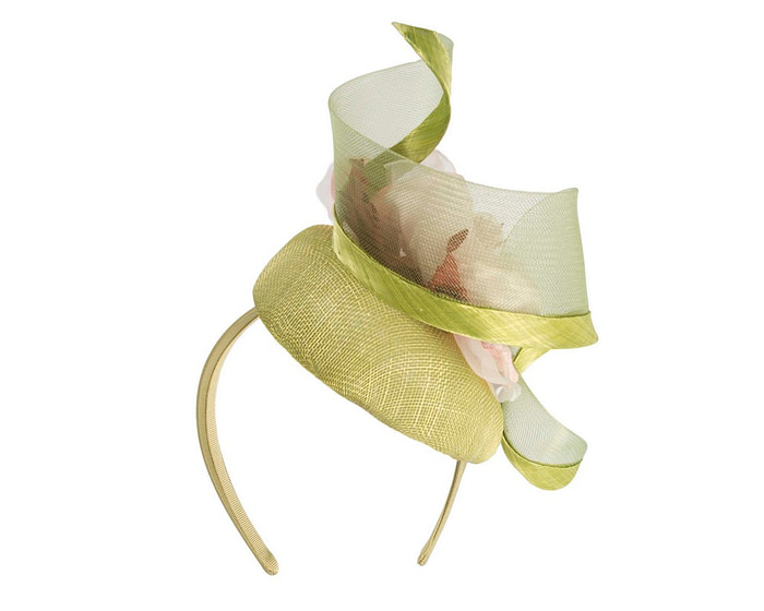 Lime & pink pillbox fascinator with flower by Fillies Collection - Image 6