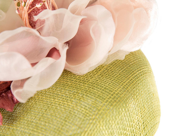 Lime & pink pillbox fascinator with flower by Fillies Collection - Image 5