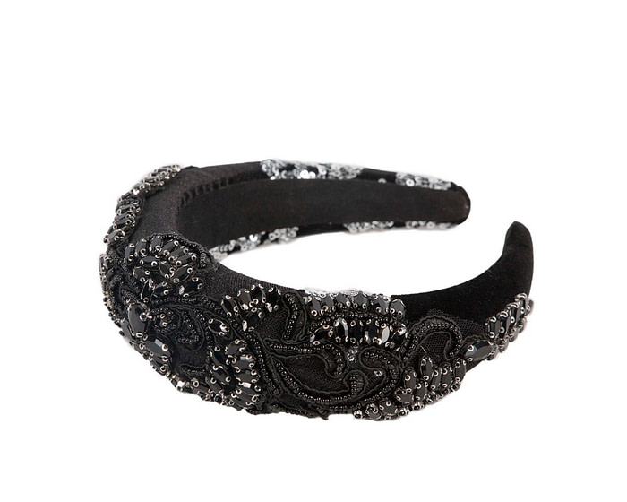 Black beads covered headband - Image 2