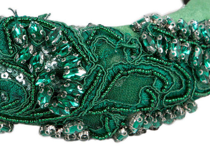 Green beads covered headband - Image 3