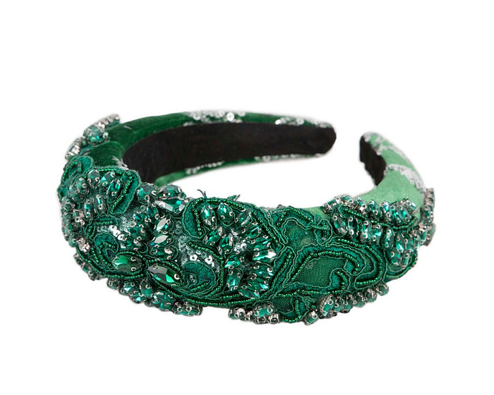 Green beads covered headband - Image 2