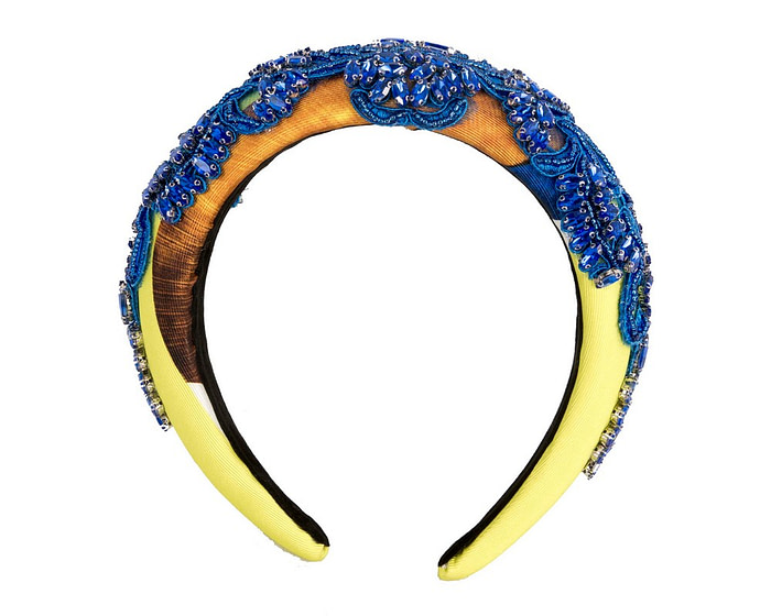 Lime and blue beads covered headband - Image 3