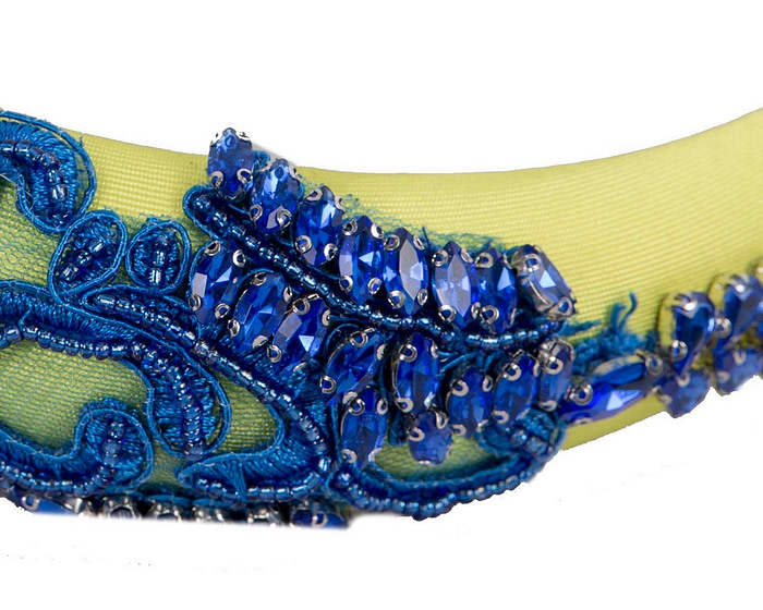 Lime and blue beads covered headband - Image 4