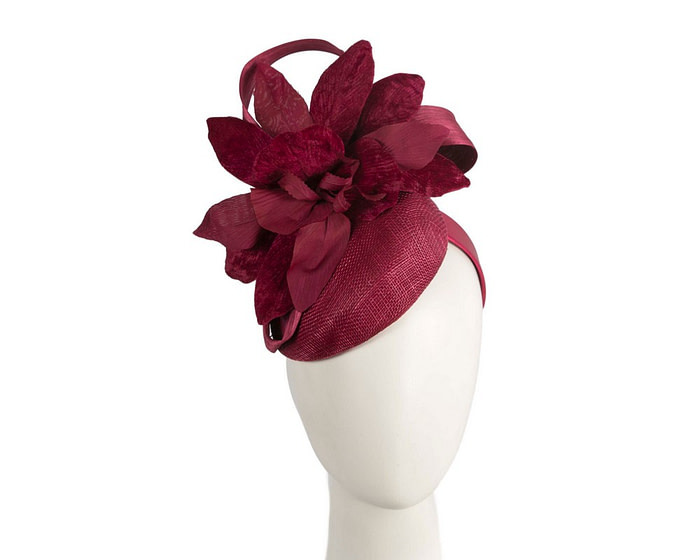 Tall wine racing pillbox fascinator by Fillies Collection