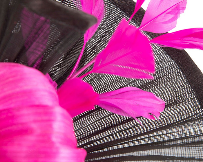 Large black and fuchsia fascinator by Cupids Millinery - Image 4