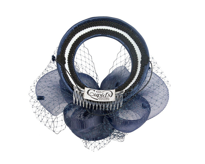 Elegant navy cocktail fascinator hat - Image 4
