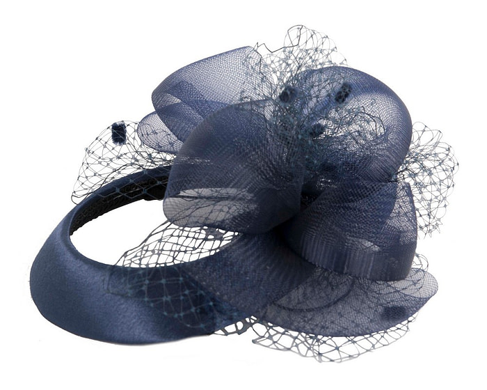Elegant navy cocktail fascinator hat - Image 3