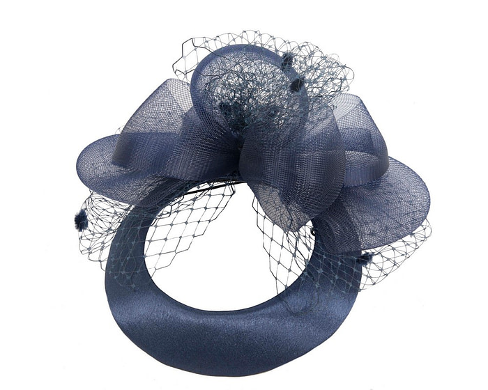 Elegant navy cocktail fascinator hat - Image 2
