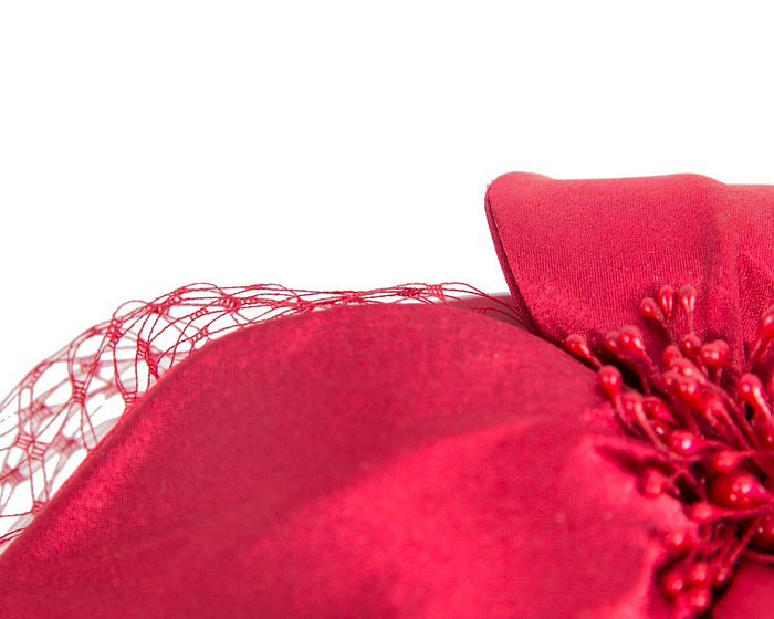 Custom made red special occasion cocktail hat - Image 4