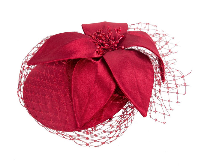 Custom made red special occasion cocktail hat - Image 3