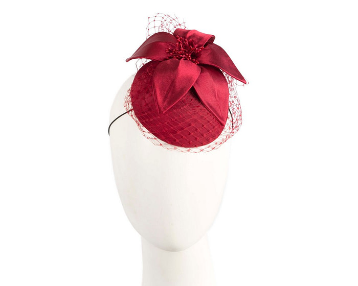 Custom made red special occasion cocktail hat