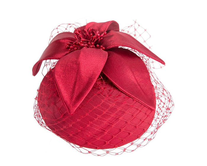 Custom made red special occasion cocktail hat - Image 2