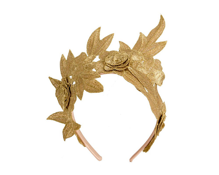 Gold lace crown fascinator headband by Max Alexander - Image 2