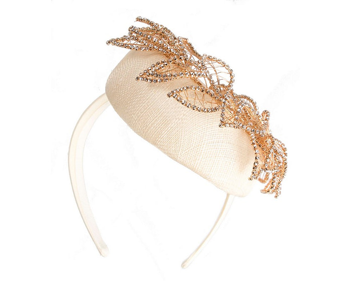 Designer cream and gold pillbox fascinator by Fillies Collection - Image 6